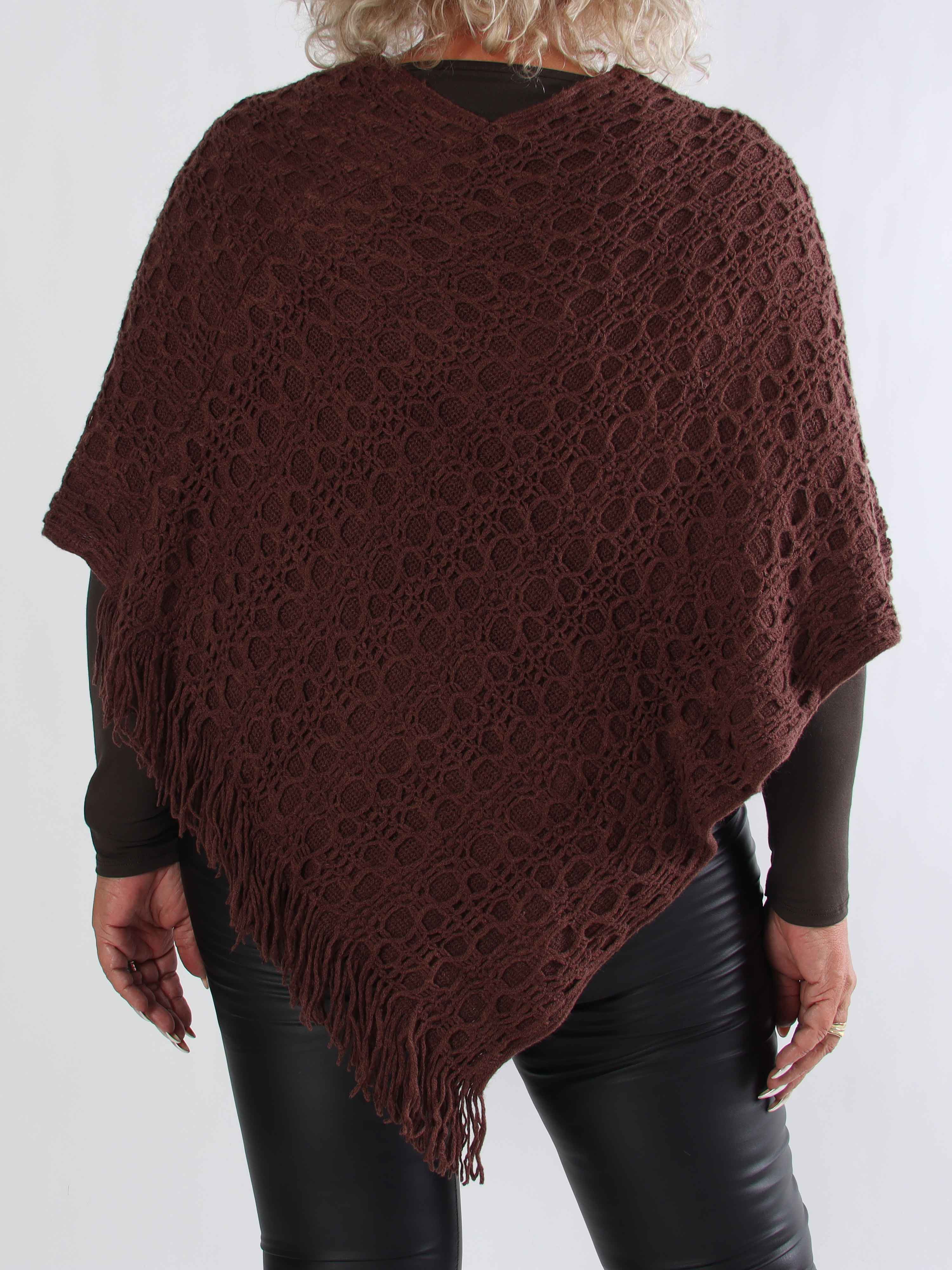 Opra - Blød mønstret plus size strikponcho